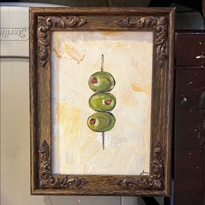 Olive Skewer acrylic texture painting